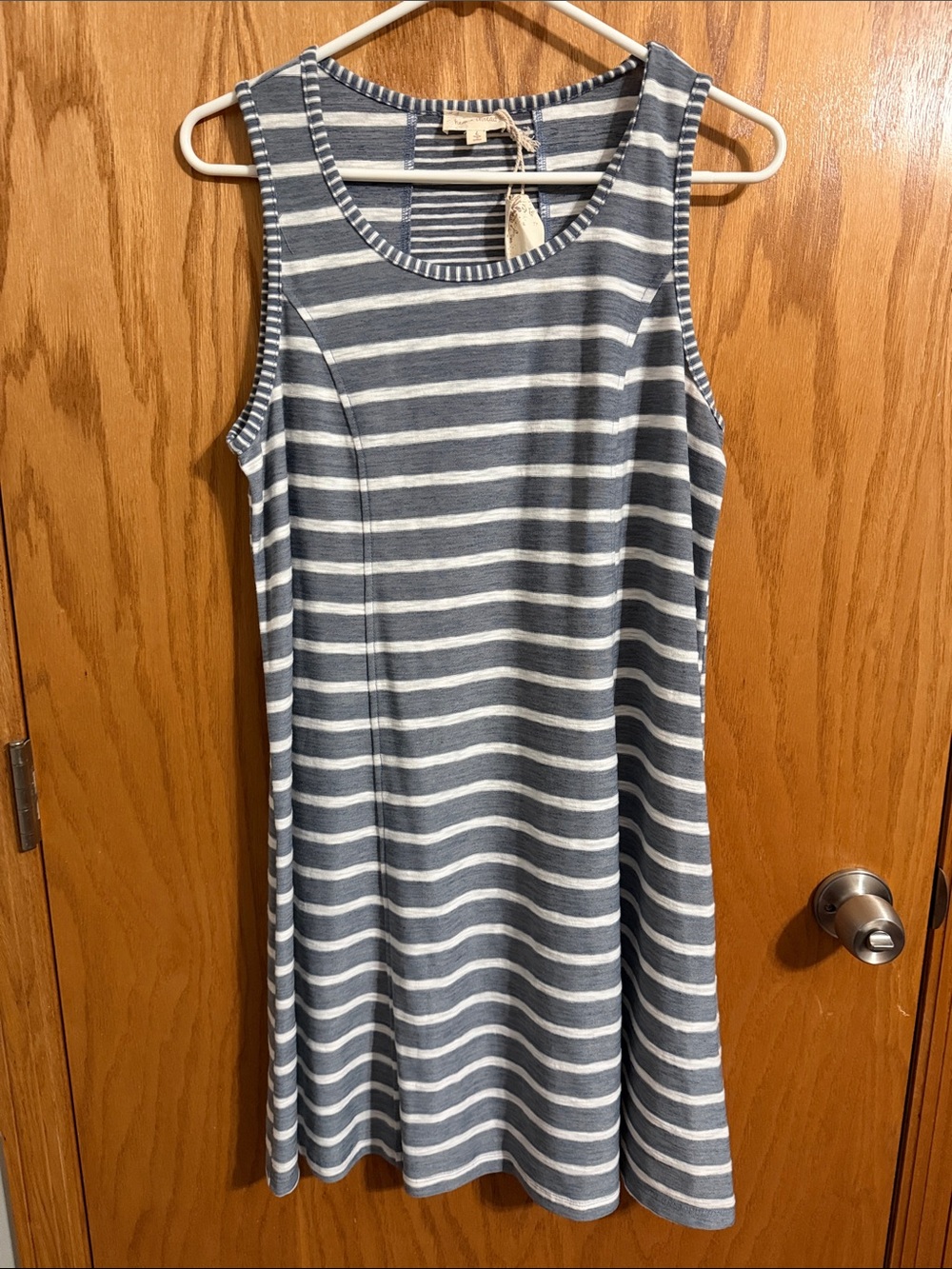 Hem & Thread Blue and White Striped Knit Tank Dress